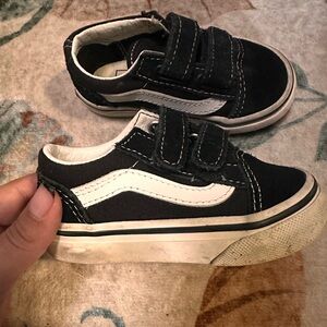 Vans Kids Black and White Velcro Sneakers